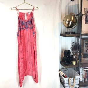 Embroidered Sundress coral blue strap 3x nwot